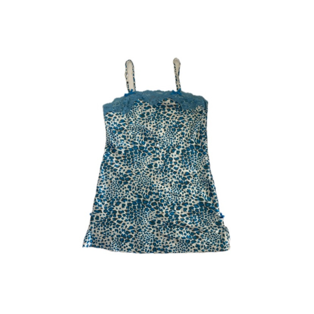 Vintage Y2K Blue Cheetah/Leopard Print Slip Dress